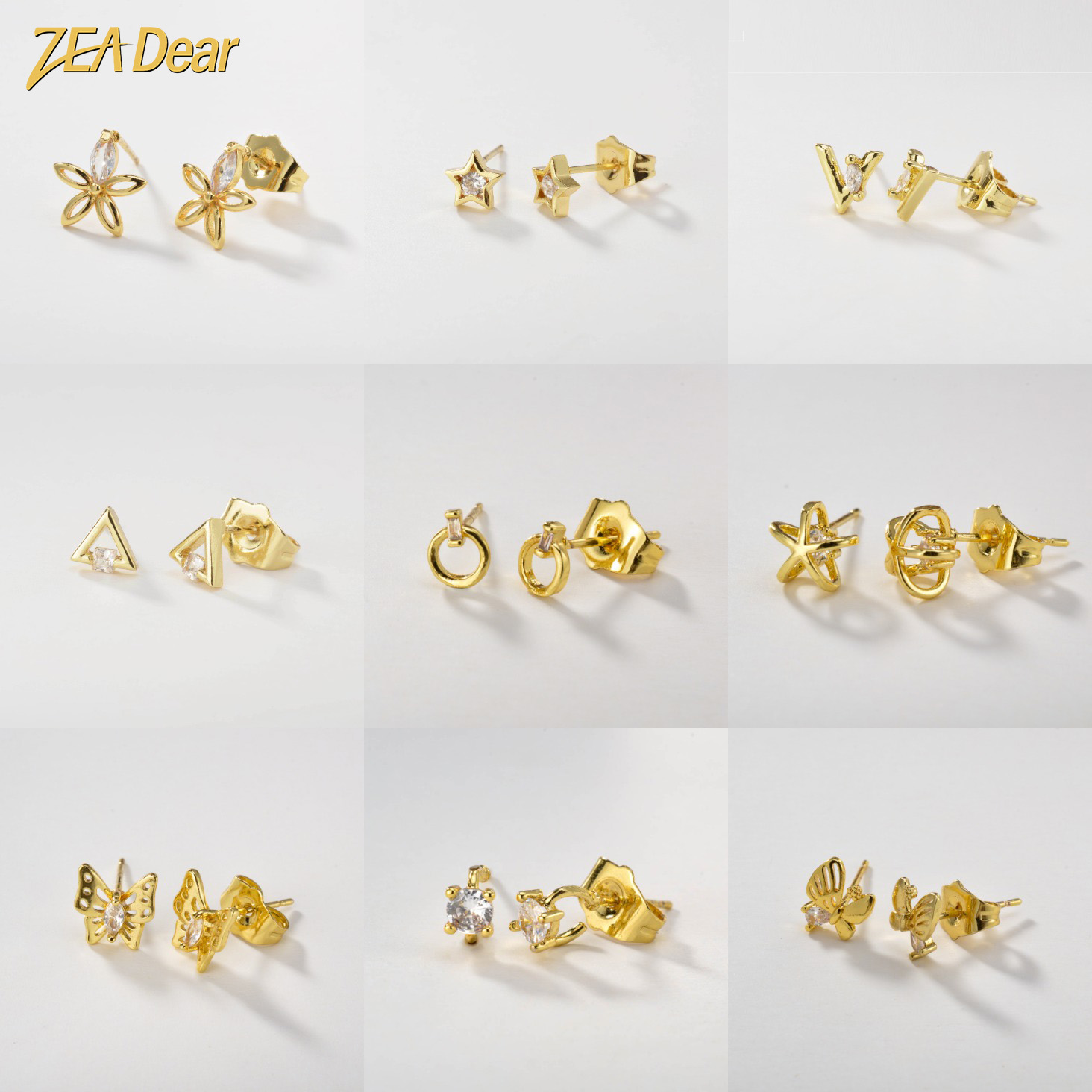 Women Accessories Dubai - ZEADear-18K Brincos banhados a ouro para